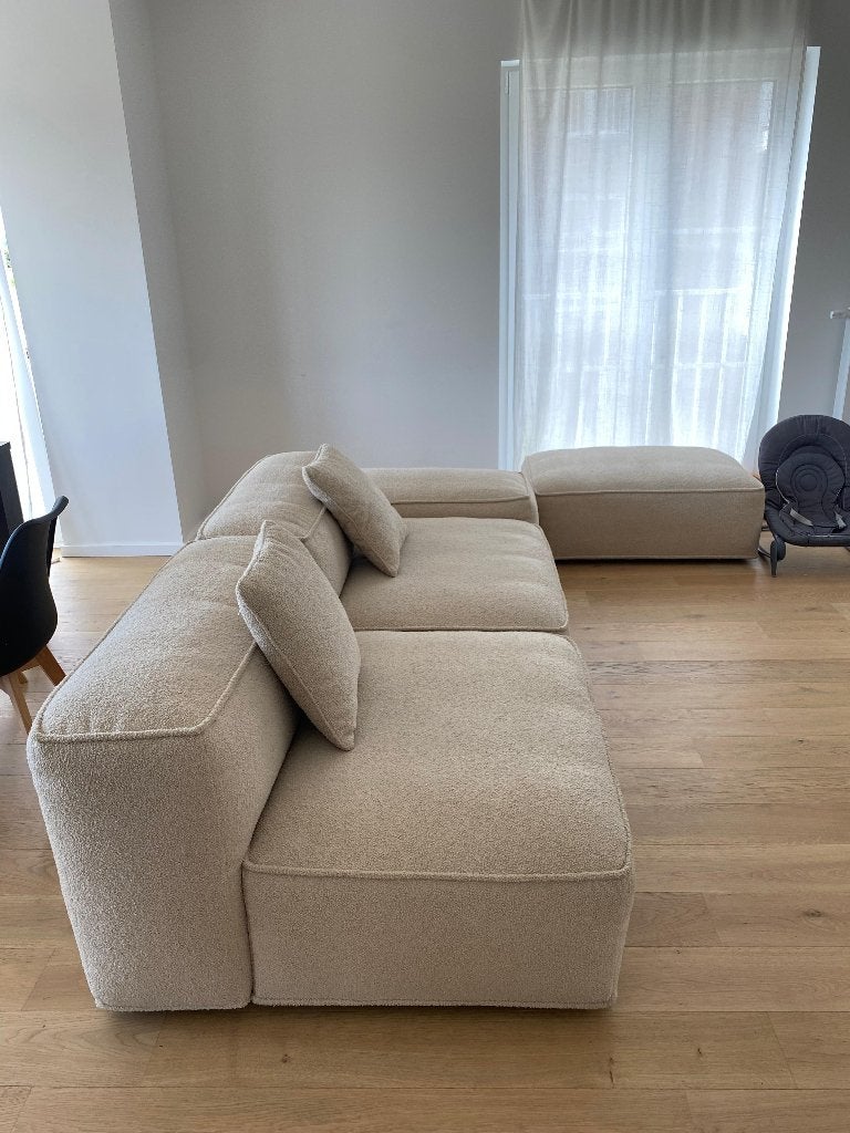 Merlot Modular 3-Seater Sofa + Pouf, Maison & Meubles, Canapés | Salons, Comme neuf, Trois personnes, 200 à 250 cm, Enlèvement