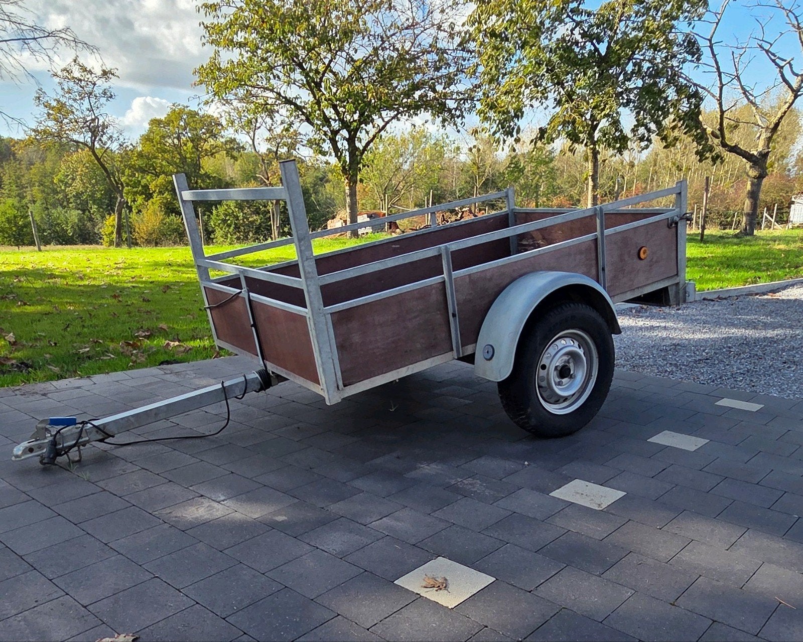 Enkelas aanhangwagen 750kg - 2 x 1,2 m - gegalvaniseerd, Ophalen, Gebruikt