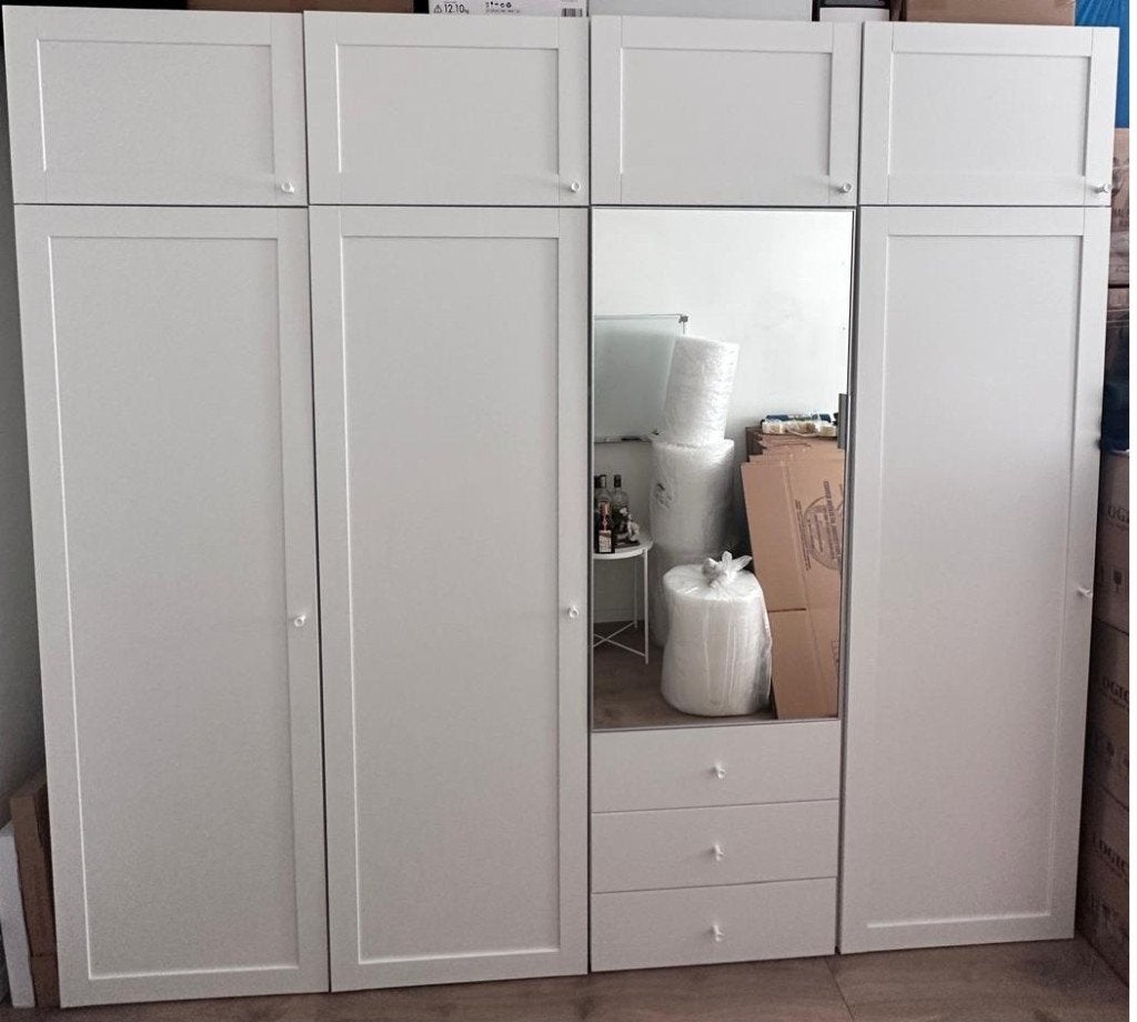 PLATSA Wardrobe (IKEA) 8d+3dr 240x57x221 White, 200 cm ou plus, Avec espace de penderie, Comme neuf, Enlèvement