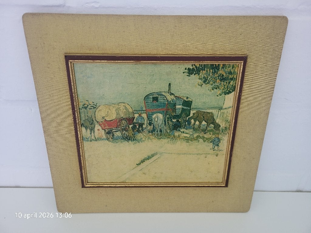Reproductie 'Les roulottes' Vincent van Gogh, Ophalen of Verzenden, Ingelijst