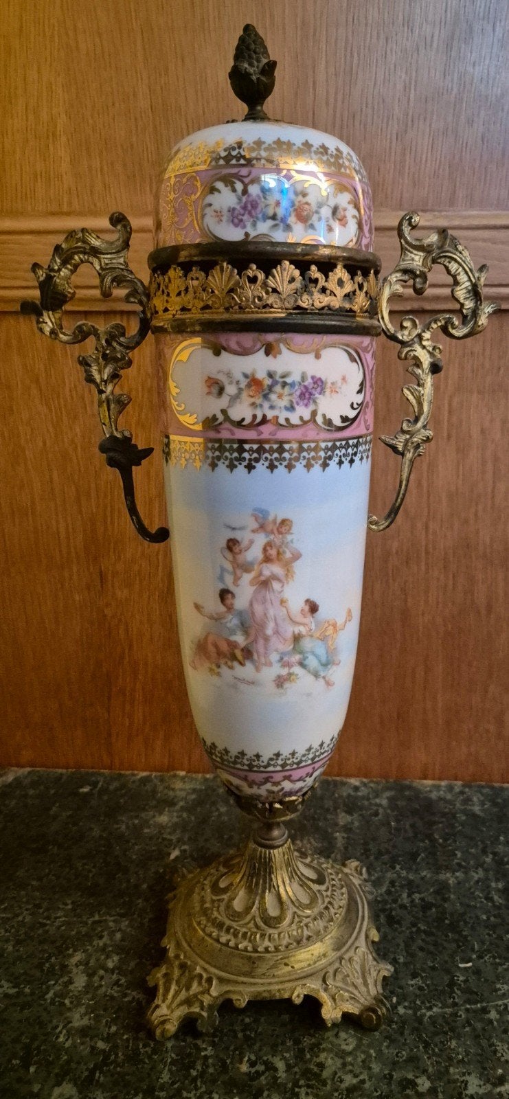 antieke porseleinen dekselvaas in Sèvres-stijl, Antiek en Kunst, Ophalen