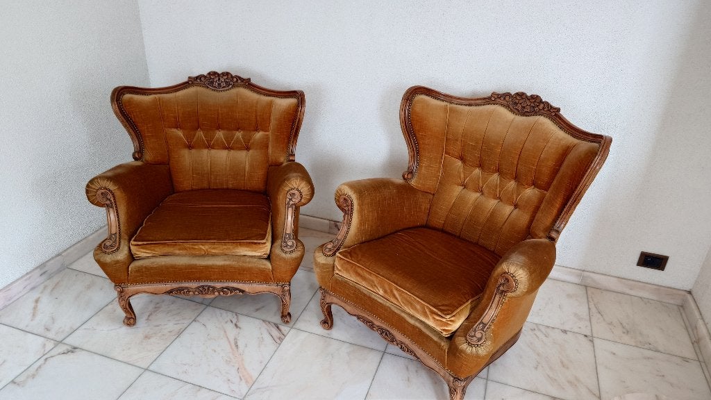 Salon vintage style Louis XV / baroque + table onyx, Bois, Enlèvement, Utilisé, Louis XV