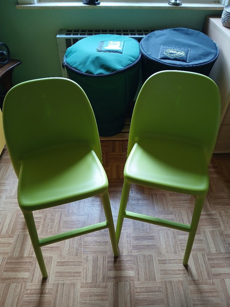 2 Ikea  hoge kinderstoelen groen nieuwstaat, Ophalen, Zo goed als nieuw, Overige typen