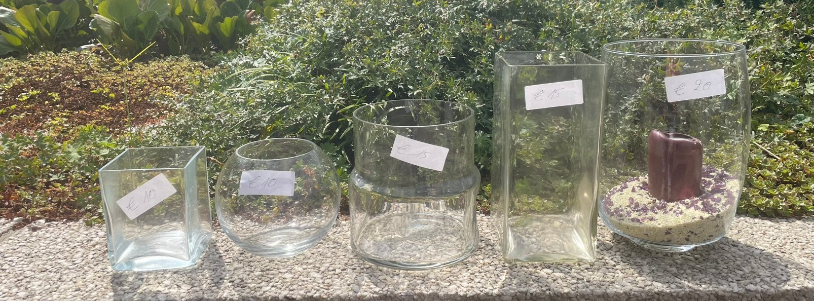 5 Prachtige Glazen Vazen / Windlichten – Perfecte Staat!, Ophalen, Nieuw, Transparant, Glas