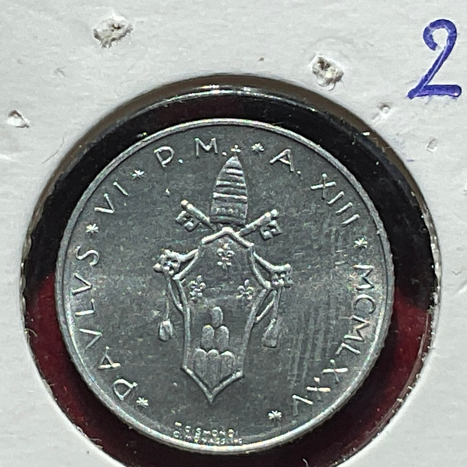 Cité du Vatican - Belle pièce de 2 lires - 1975, Envoi, Italie, Monnaie en vrac