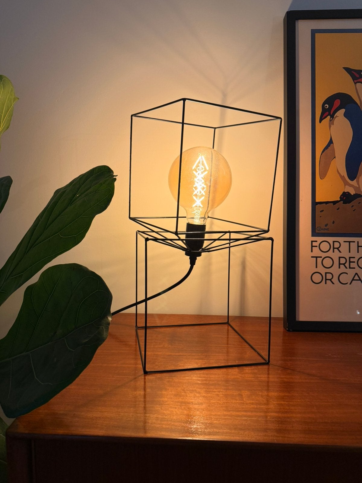 Metalen tafellamp incl. filament lamp, Lampe d'ambiance, 45 cm, Comme neuf, E27 (grand)
