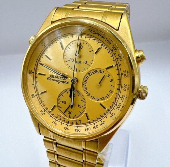 montre seiko chronograph full gold, Montre-bracelet, Seiko, Enlèvement ou Envoi, Acier