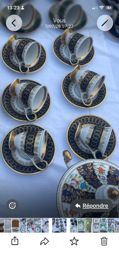 6 tasses et sous tasses moka porcelaine RW, Ophalen of Verzenden