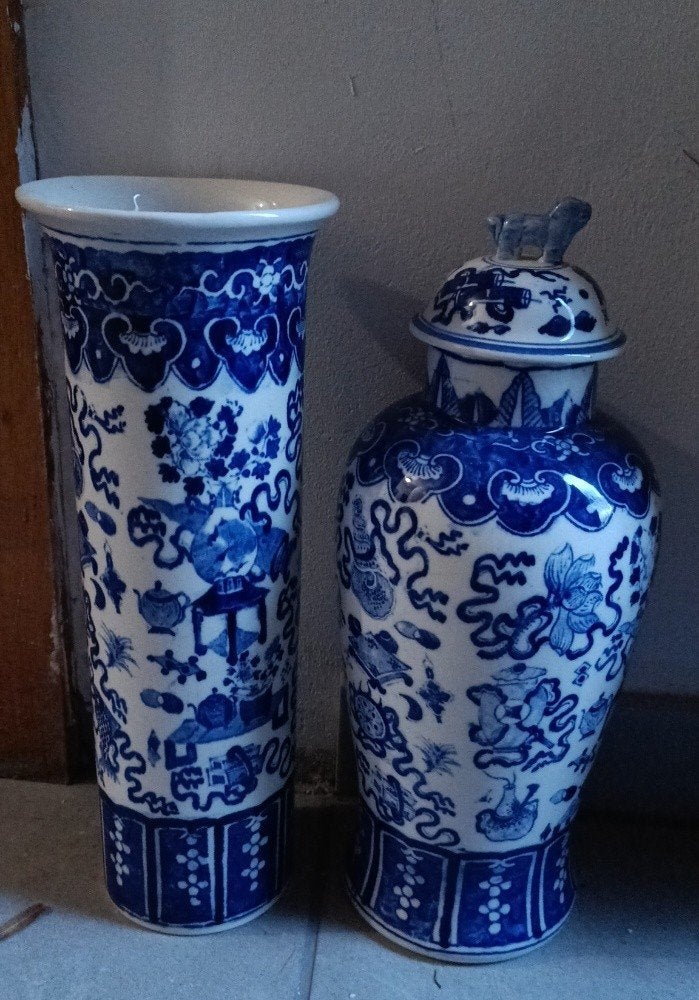 Chinees blauw-wit porselein vazen, Antiek en Kunst, Ophalen of Verzenden