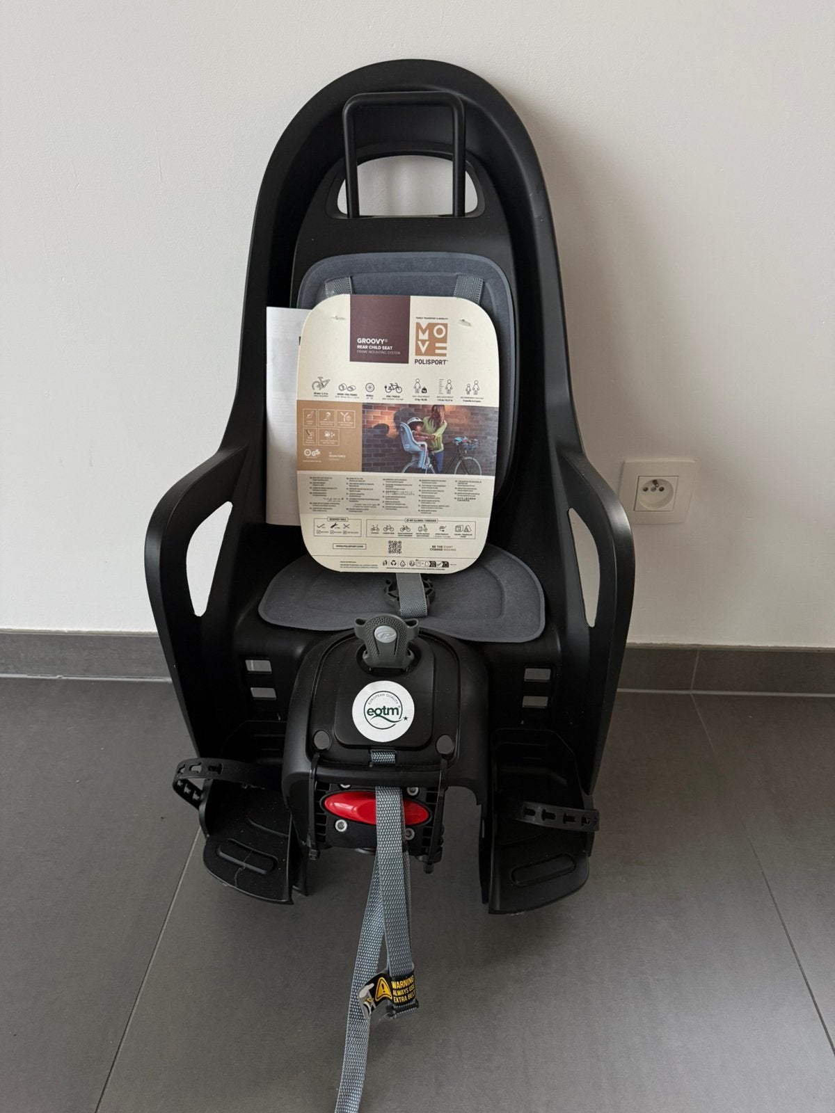 Fietsstoel met framebevestiging groovy zwart, Fietsen en Brommers, Ophalen, Achterzitje, Voetsteuntjes, 9 t/m 18 kg
