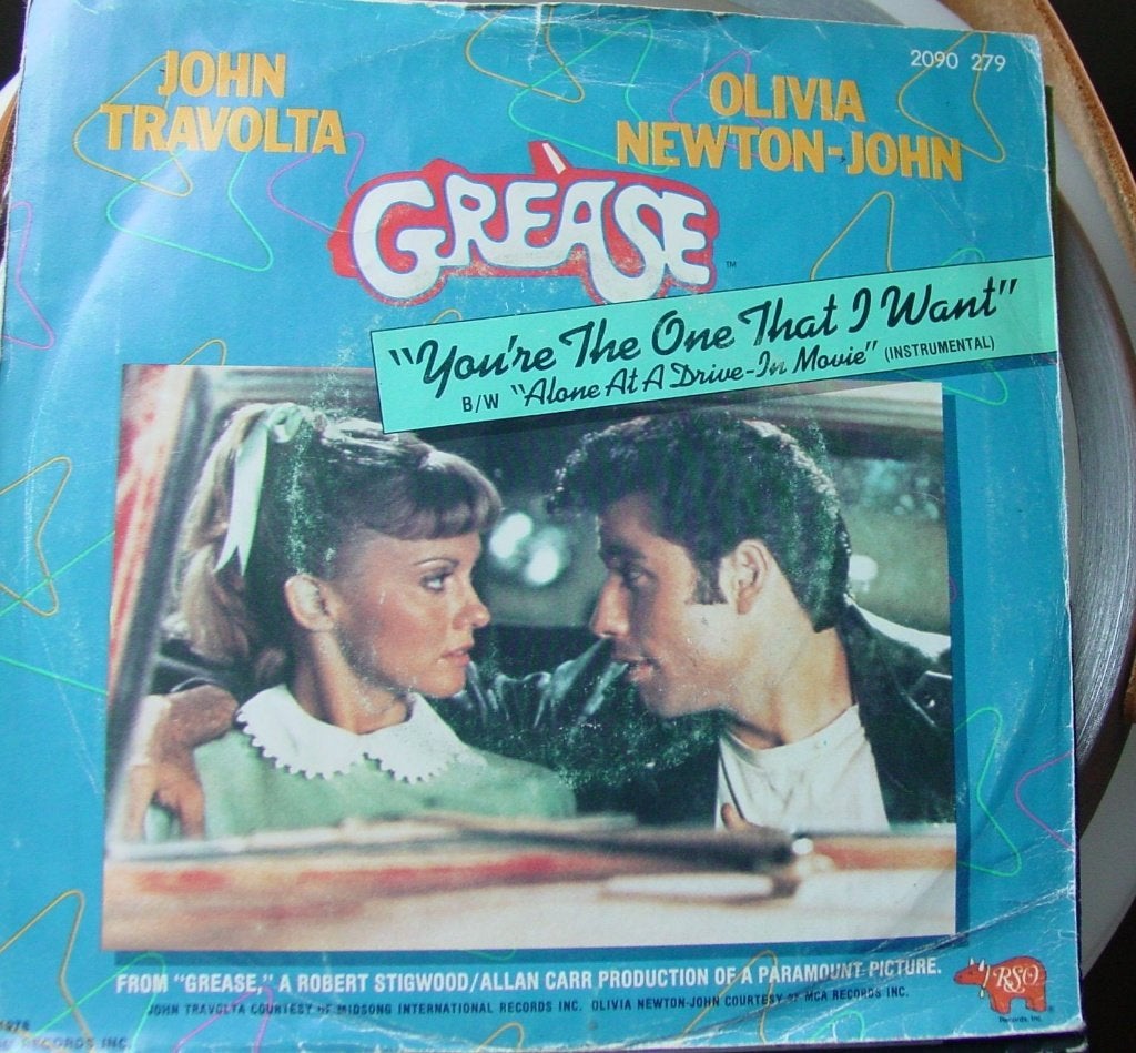 45T 7INCH VINYL SINGLE JOHN TRAVOLTA AND OLIVIA NEWTON JOHN, Enlèvement ou Envoi