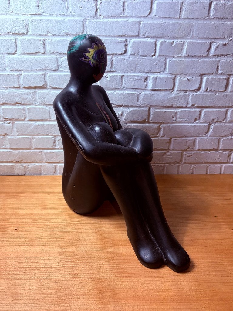 Uniek abstract standbeeld zittende vrouw (55 cm), Enlèvement ou Envoi, Utilisé, Humain