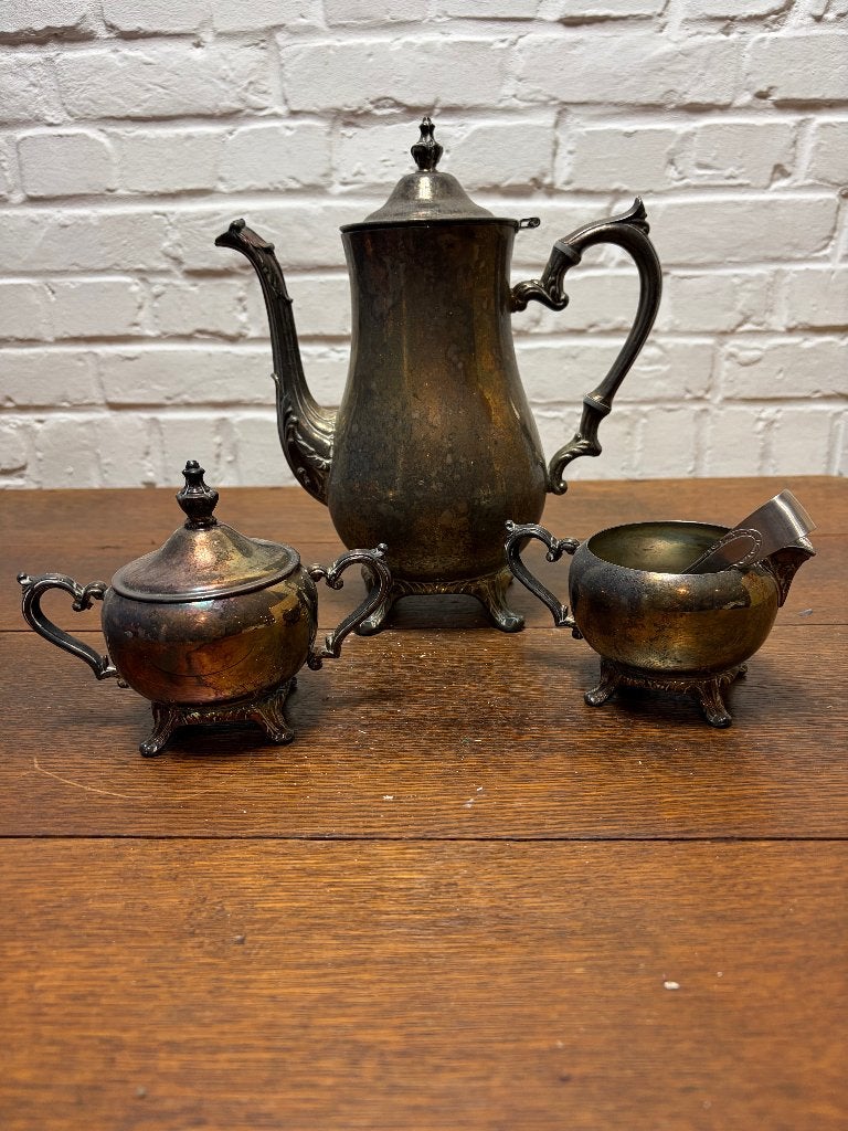 Vintage Verzilverde Koffieset, Ophalen of Verzenden, Koper
