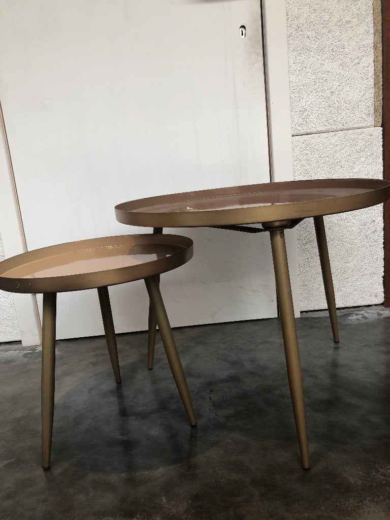 een set van 2 tafeltjes, Ophalen, Rond, Vintage, mid-Century Modern/ retro design, Minder dan 50 cm