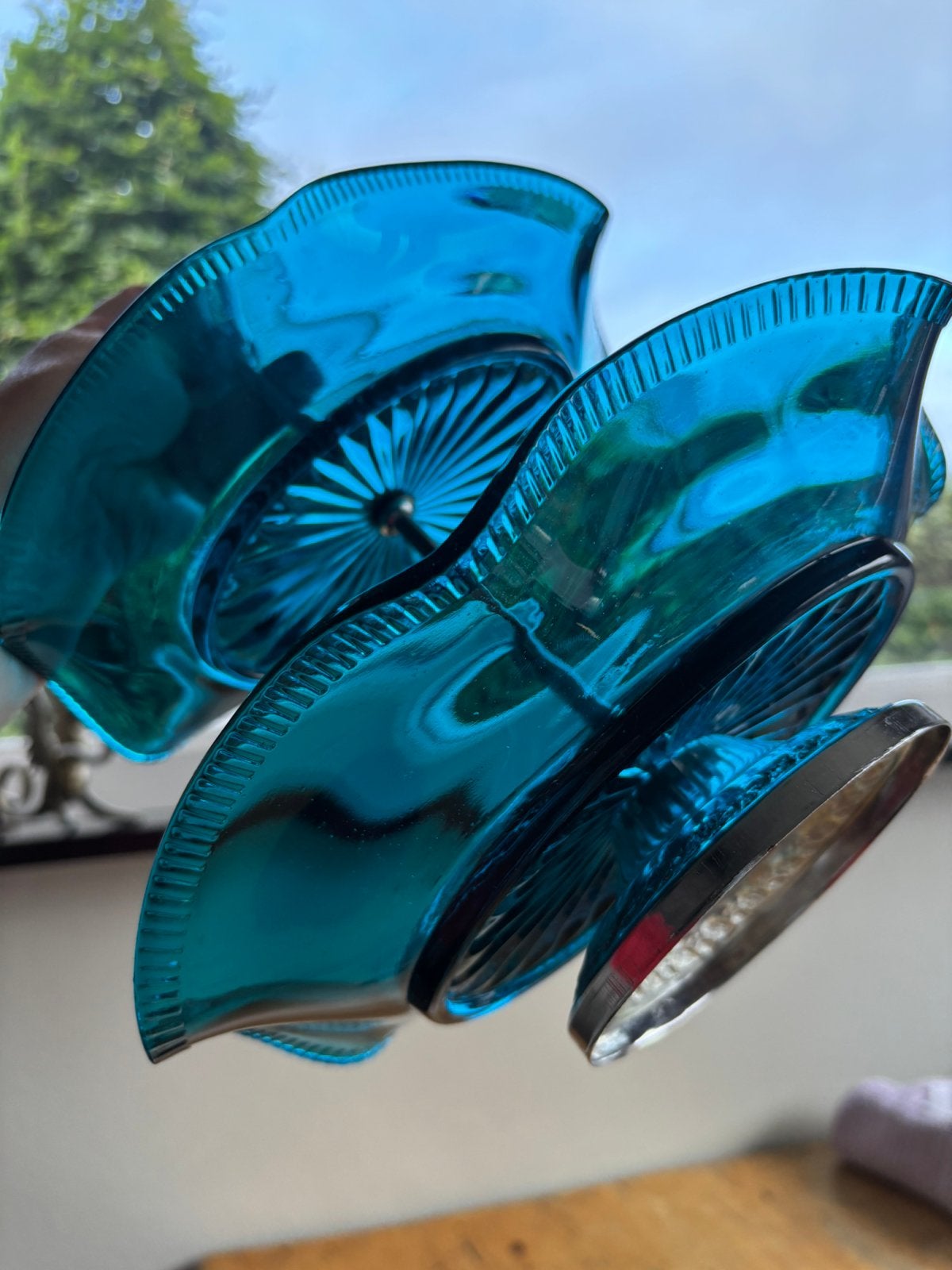 Vintage étagère - blauw glas, Ophalen of Verzenden