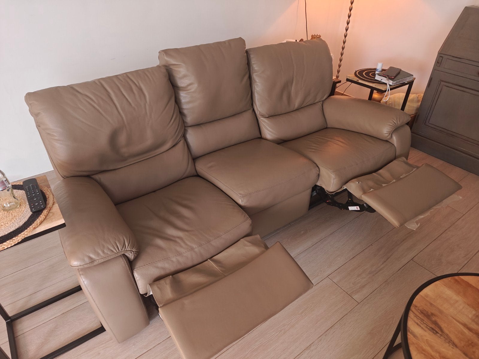 Leren sofa met 2 relaxen, Ophalen