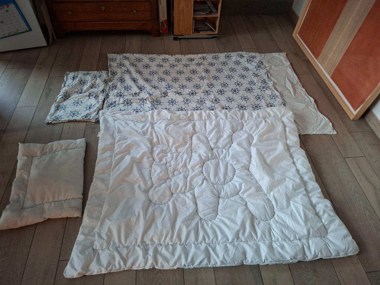 couette 120x150 avec coussin et 3 sets housse +taie assortie, Compatible sèche-linge, 120 cm, 150 cm, Enlèvement