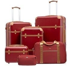 6-delige Coolife kofferset – rood/bruin – nieuw in doos, Ophalen, Hard kunststof, Nieuw, 70 cm of meer