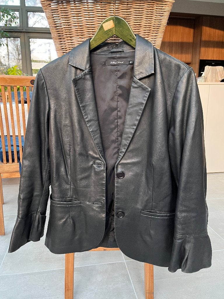 Zwarte lederen jas Talking French, Kleding | Dames, Jassen | Winter, Ophalen, Talking French, Zwart, Maat 42/44 (L)