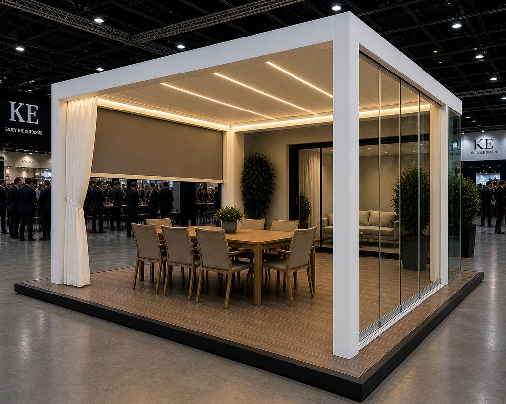 Pergola bioclimatique KE 5.05m x 3.50m , FULL options - 50%, Tuin en Terras, Overkappingen, Ophalen of Verzenden, Zo goed als nieuw