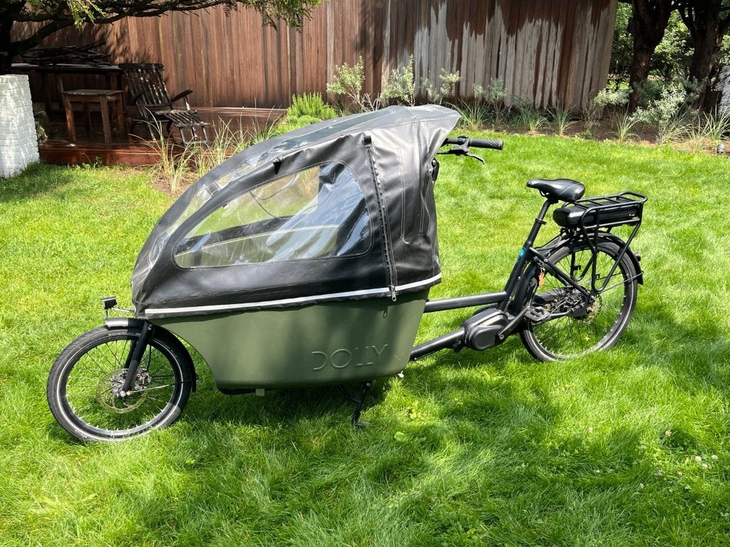 Dolly elektrische bakfiets | Bafang middenmotor | Regenhuif, Fietsen en Brommers, Fietsen | Bakfietsen, Gebruikt, Huif, Schijfrem