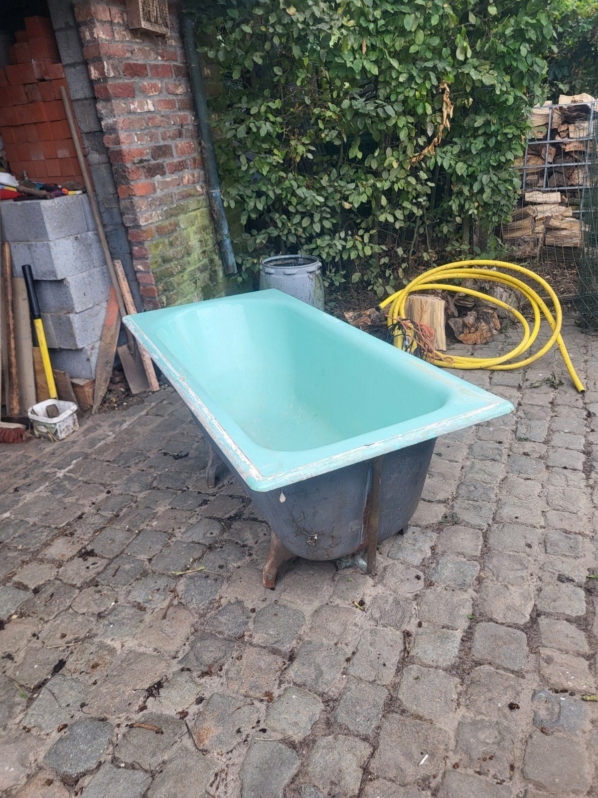 Vintage Gietijzeren Badkuip op Pootjes – Mintgroen / Turquoi, Ophalen