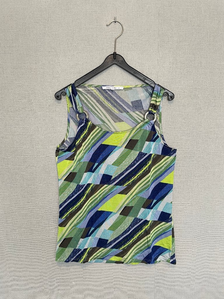 Topje van Point Virgule met groen en blauw patroon (M), Kleding | Dames, Topjes, Maat 38/40 (M), Meerkleurig, Ophalen of Verzenden