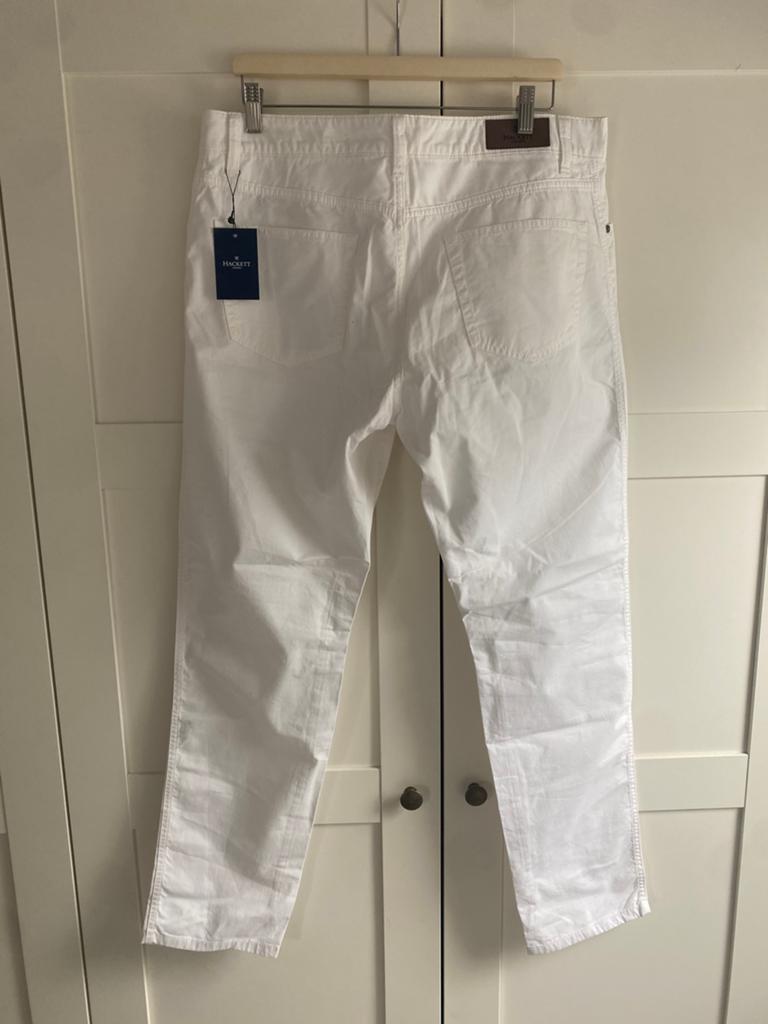 Hackett London blanc “Trinity” pantalon blanc, Kleding | Heren, Broeken en Pantalons, Ophalen, Zo goed als nieuw, Wit
