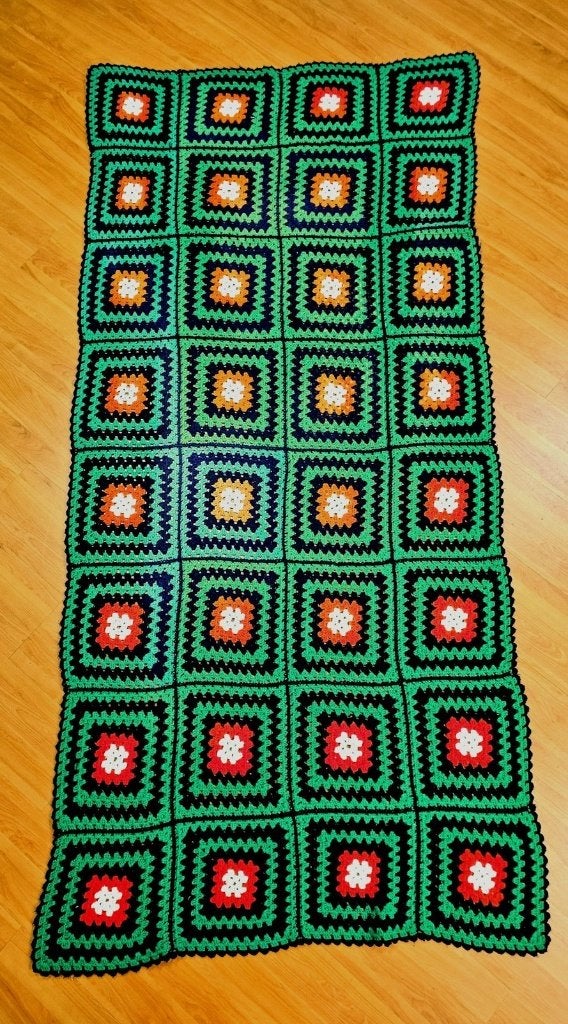 Grote Granny-square 230/105, Ophalen of Verzenden, Zo goed als nieuw, Groen, Gehaakt