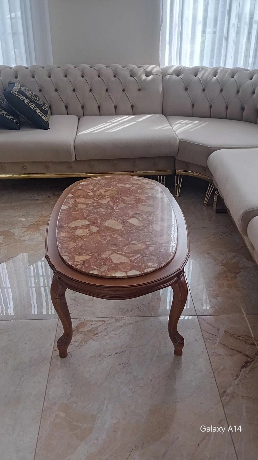 Table basse ovale  – Plateau marbre véritable, Enlèvement