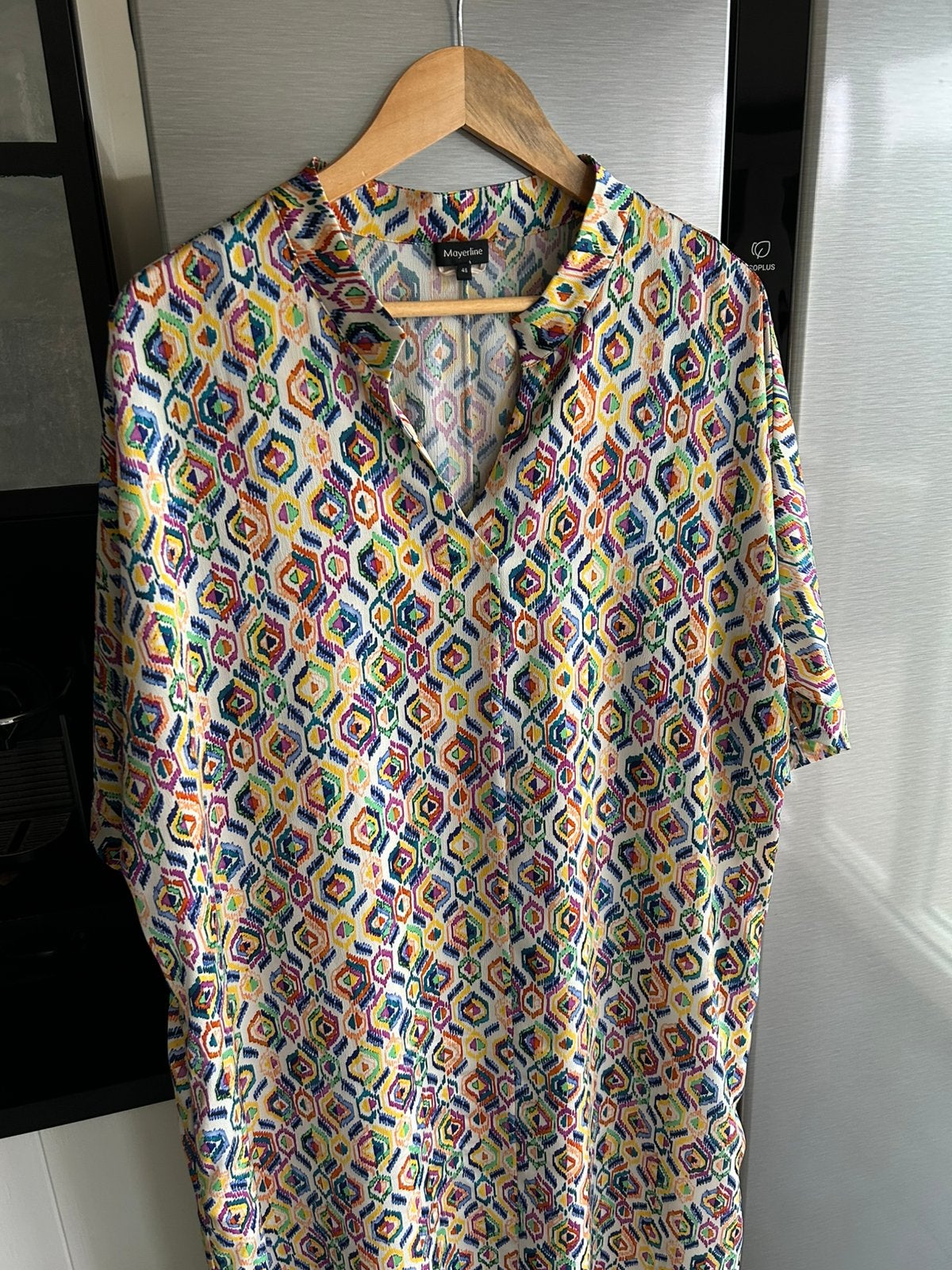 Gloednieuw prachtig kleedje korte mouwen maat 48 Mayerline, Geel, Maat 46/48 (XL) of groter, Nieuw, Ophalen of Verzenden