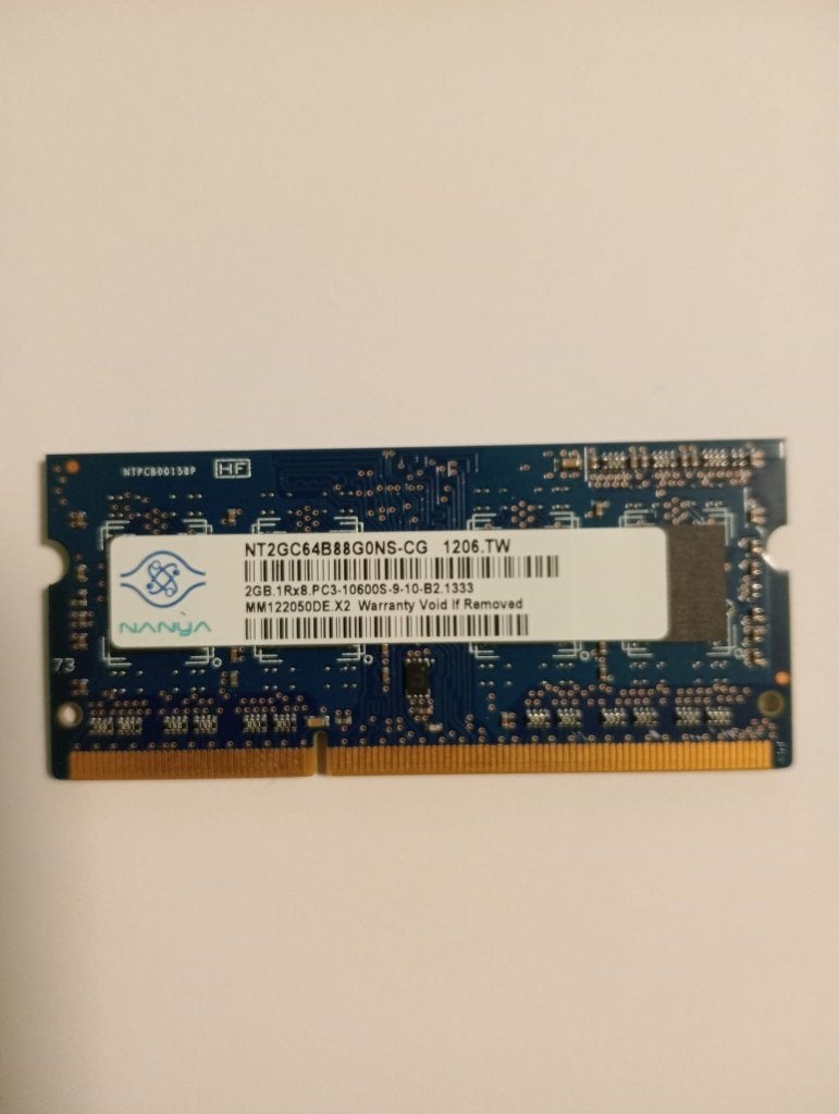Barrette RAM portable DDR3 2 Go Nanya NT2GC64B88G0NS-CG, Enlèvement ou Envoi, Reconditionné, DDR3, 2 GB