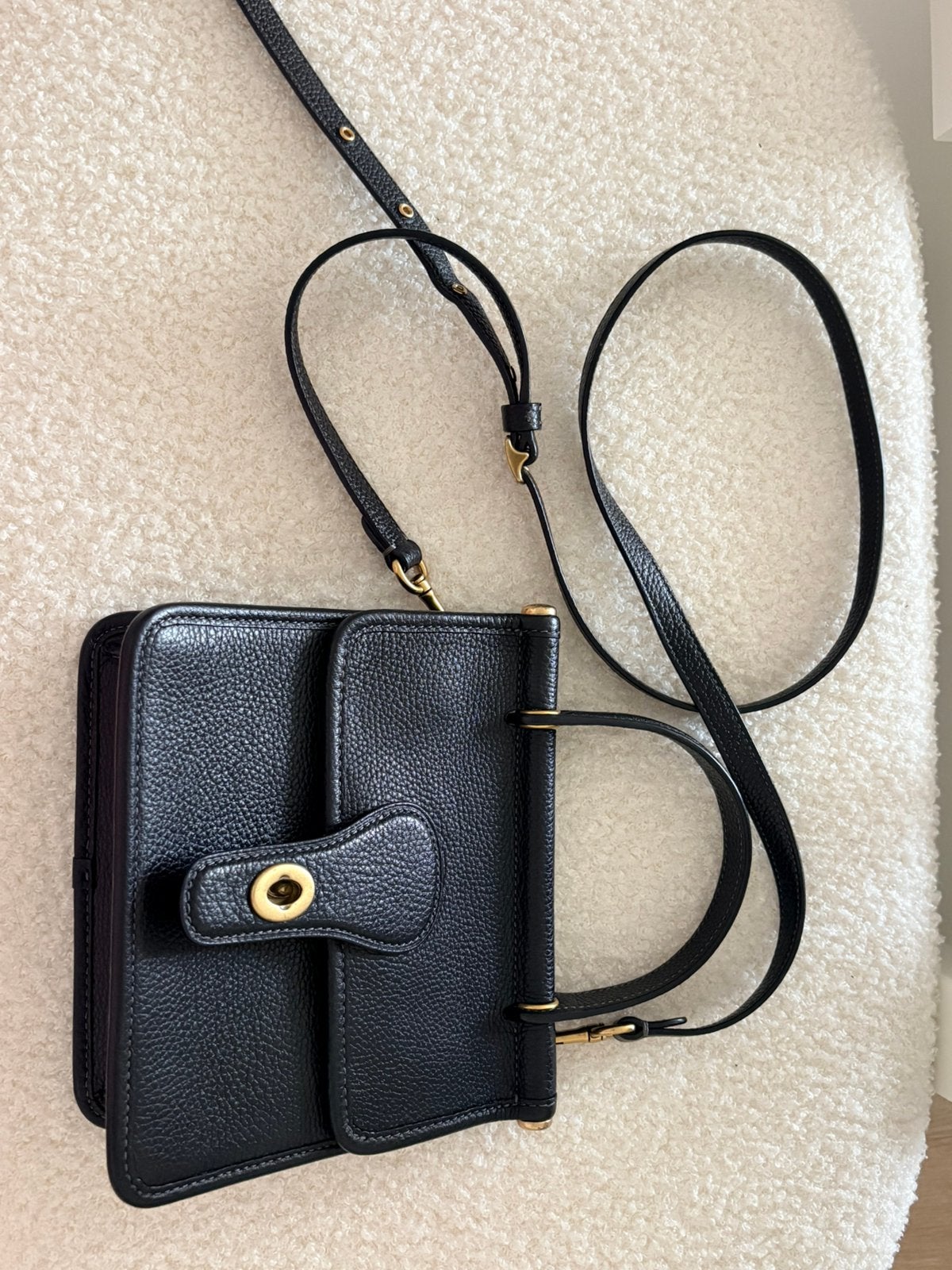 Vintage Coach zwarte leren schoudertas / crossbody tas, Ophalen of Verzenden, Gebruikt, Zwart, Handtas