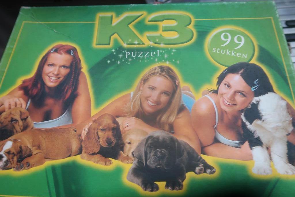 puzzel 99 stukken K3 karen kathleen kristel, Ophalen of Verzenden, Meer dan 50 stukjes, Gebruikt, 4 tot 6 jaar