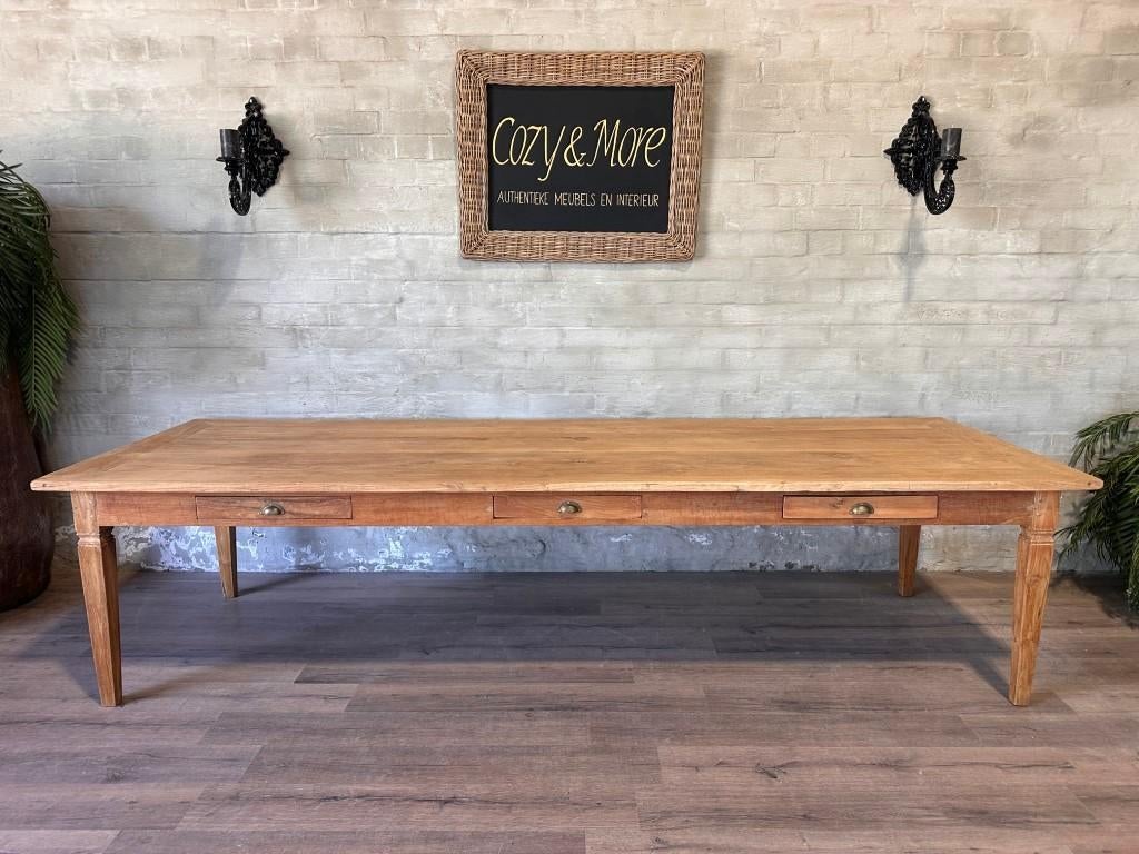 Boerentafel - 330 x 109 cm + 79 cm hoog / 3 lades, Huis en Inrichting, Tafels | Eettafels, 100 tot 150 cm, Eikenhout, 200 cm of meer