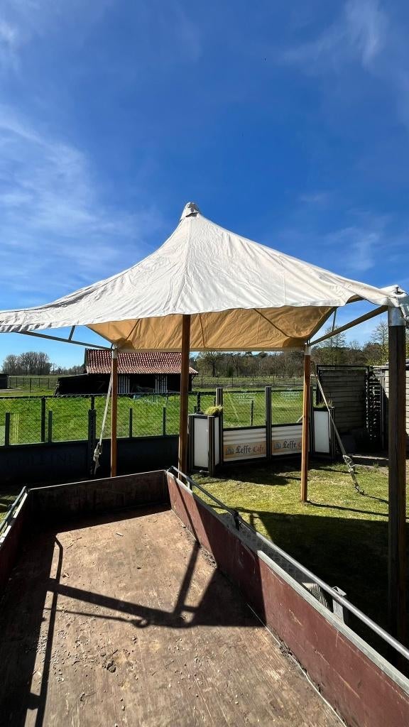 Professionele stretchtent / partytent met houten palen, Ophalen, Gebruikt, Partytent, Minder dan 4 meter