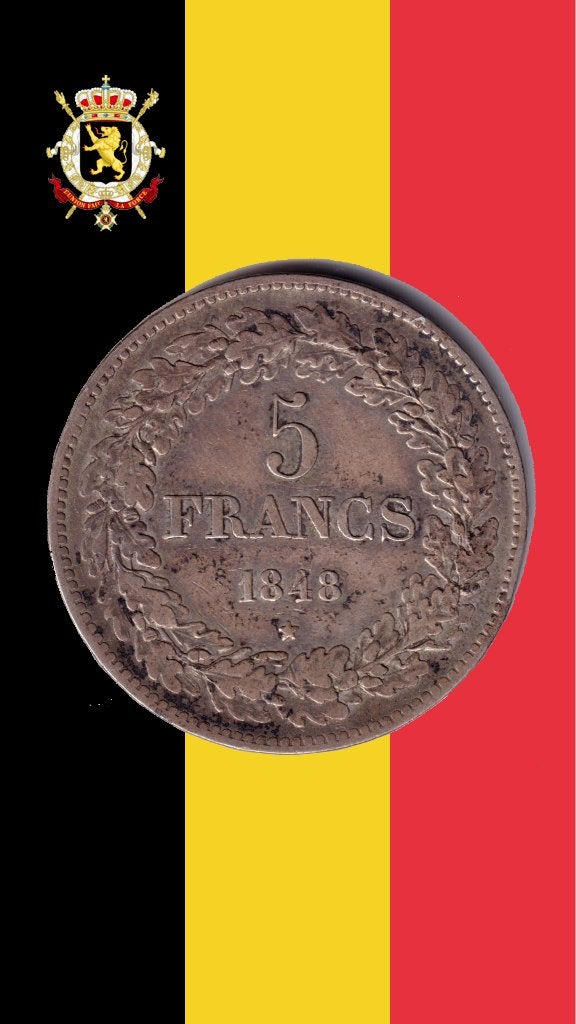 5 francs 1848 - Léopold I, Enlèvement ou Envoi, Monnaie en vrac, Argent, Argent
