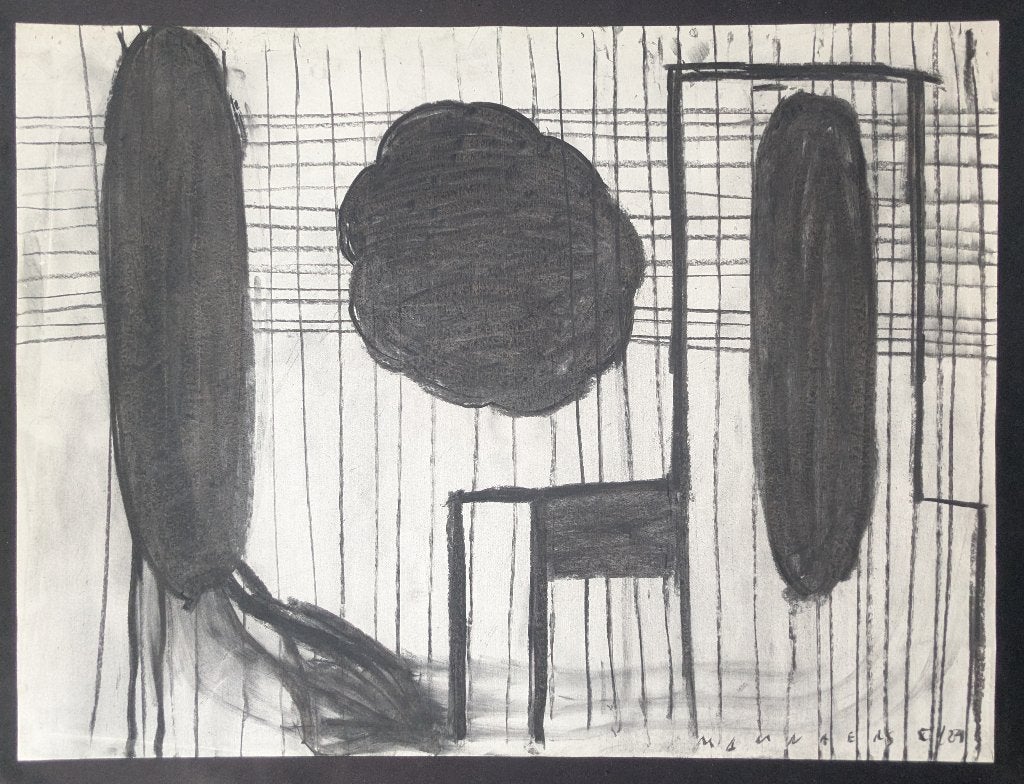 Werner Mannaers - compositie - houtskool op papier, Ophalen of Verzenden