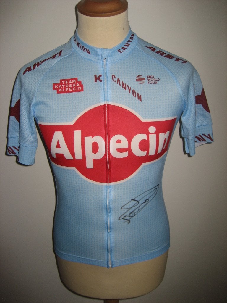 Katusha Alpecin shirt gesigneerd Jens Debusschere maat S, Ophalen of Verzenden, Zo goed als nieuw, Kleding
