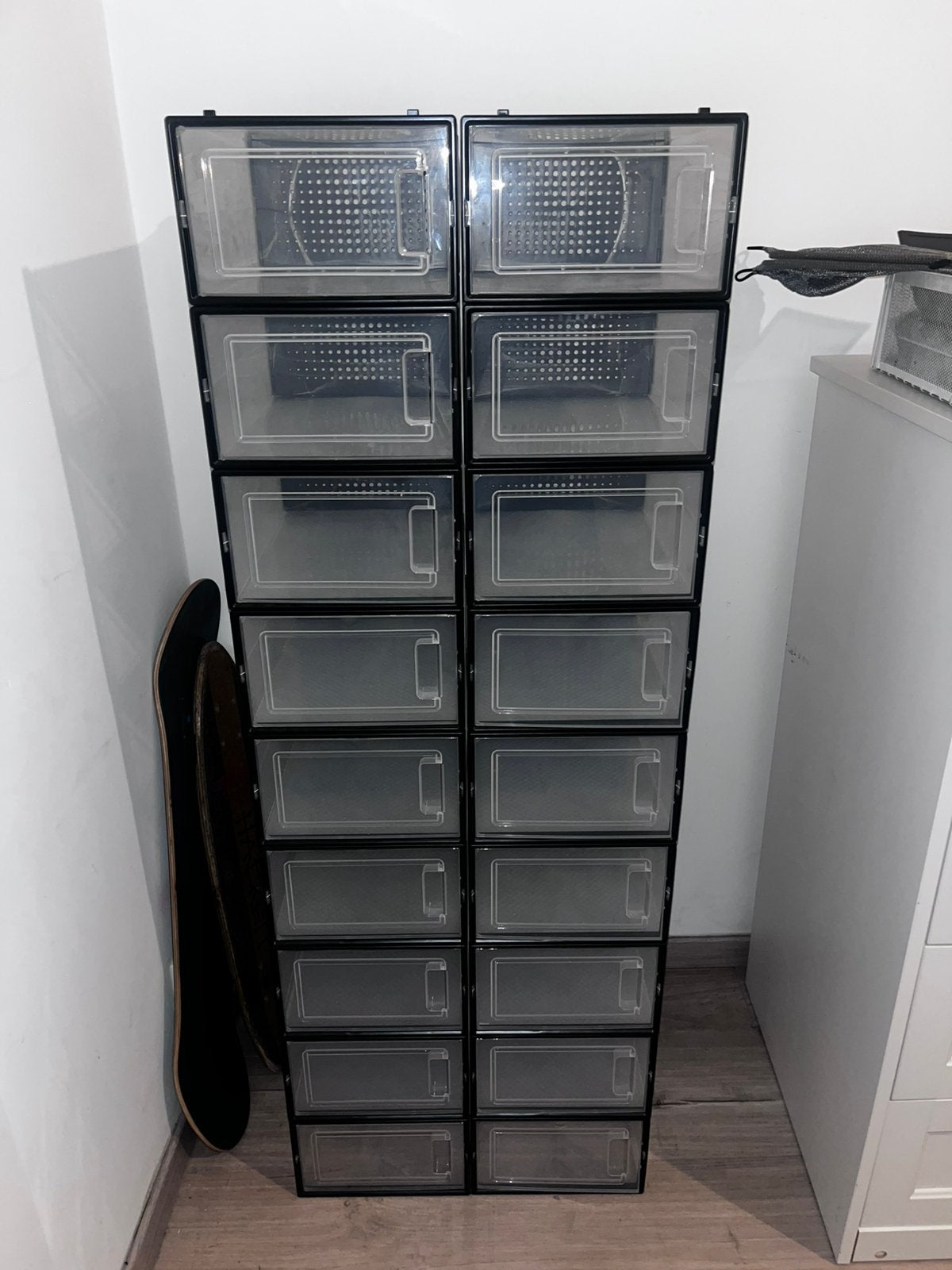 lot de 16 boîtes de rangement empilables pour chaussures, Enlèvement, Utilisé