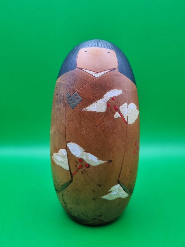 Magnifique Aka Tonbo Kokeshi d'Usaburo, Antiquités & Art, 16 cm, Enlèvement ou Envoi, Japon, Bois