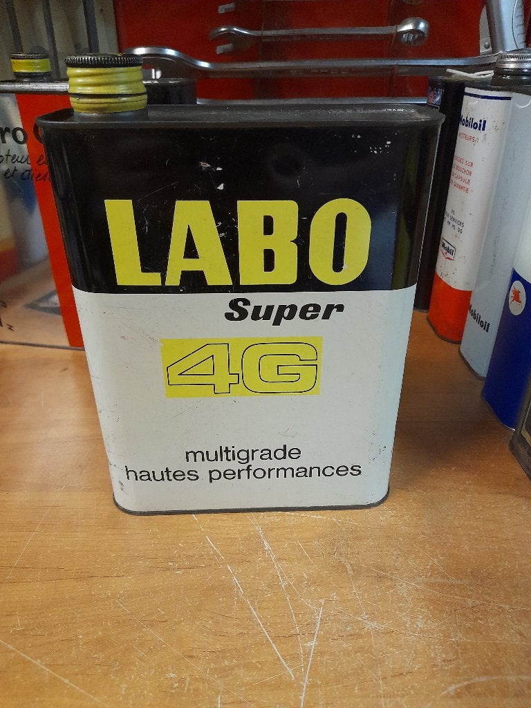 ancien bidon huile vide labo super 4g multigrade, Enlèvement ou Envoi, Utilisé, Autres types