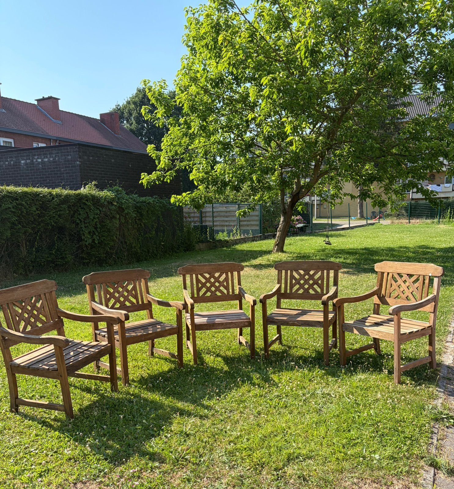 Oxford Collection – Set van 5 massief houten tuinstoelen, Enlèvement, Bois