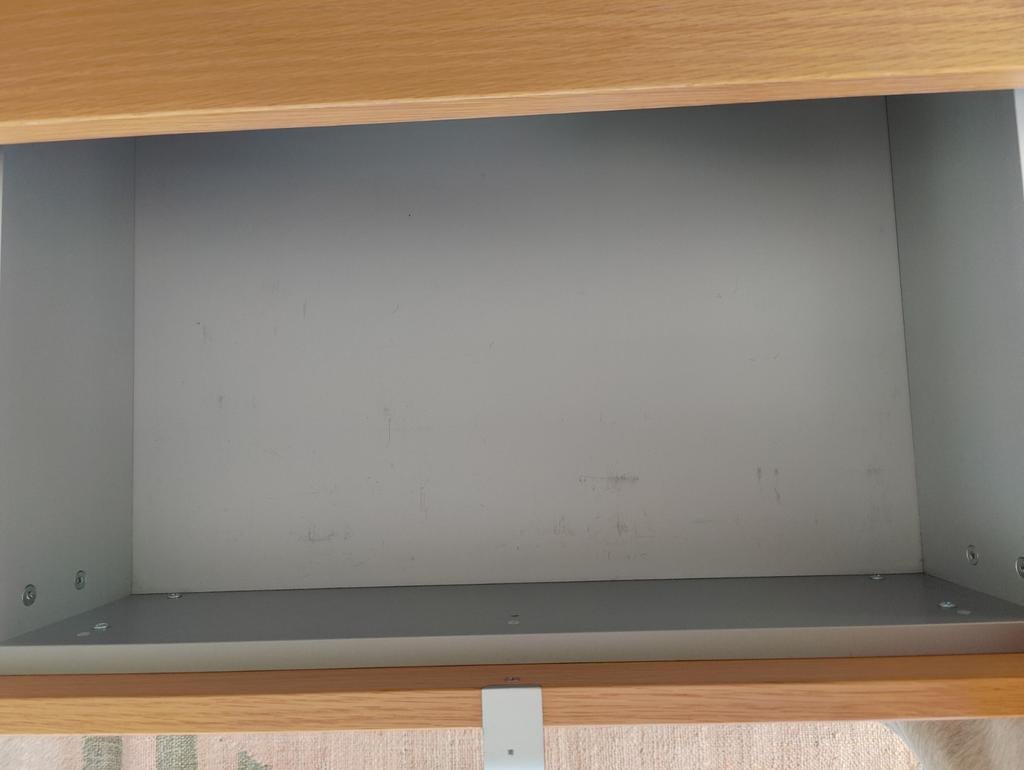 Interlübke | TV Meubel | Designer | Hangend | Hout en ijzer, Huis en Inrichting, Gebruikt, Teakhout, 200 cm of meer, Minder dan 100 cm