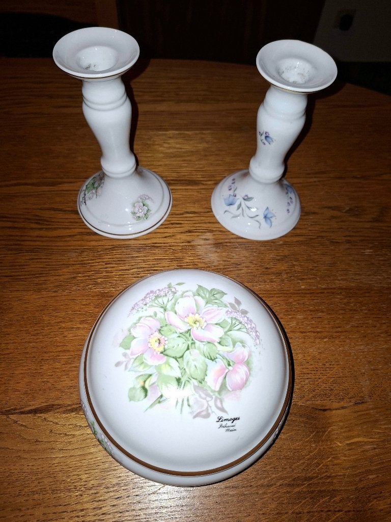 Driedelige Vintage Set Limoges Porselein, Antiquités & Art, Curiosités & Brocante, Enlèvement