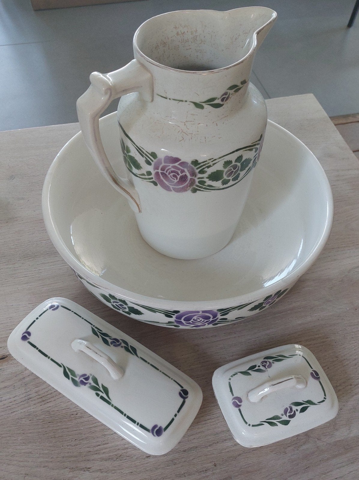 Ensemble de toilette ancien en faïence  – Modèle "Bruges", Antiquités & Art, Enlèvement