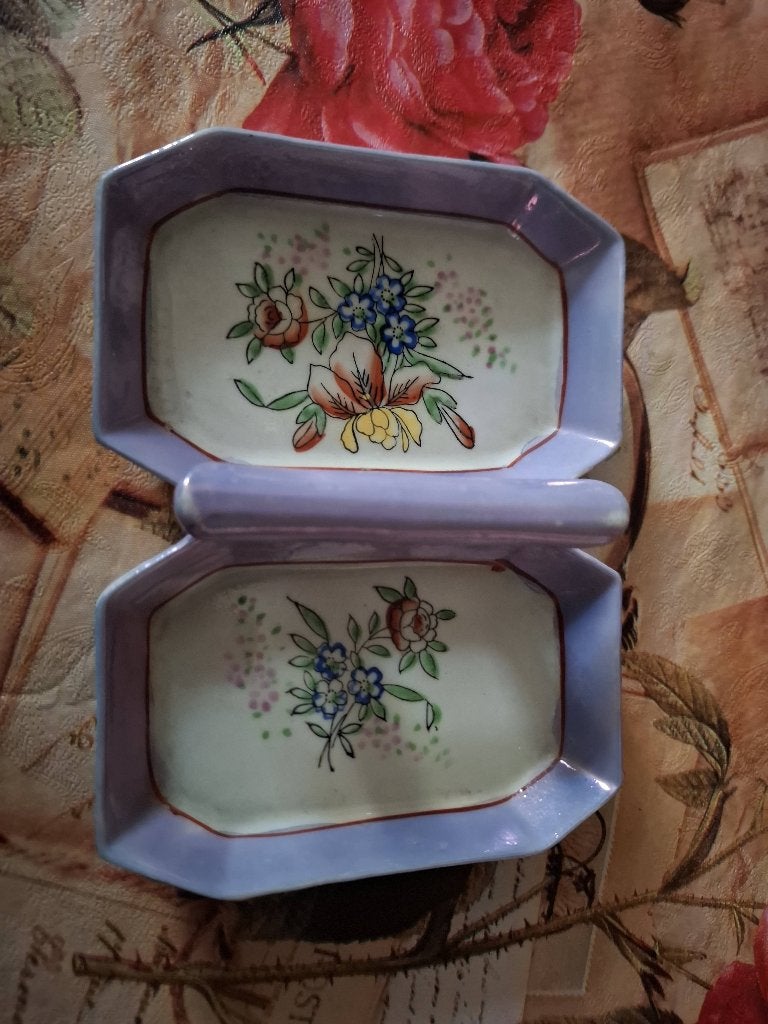 Vintage Porseleinen dubbele serveerschaal/Bonbonniére, Ophalen, Gebruikt
