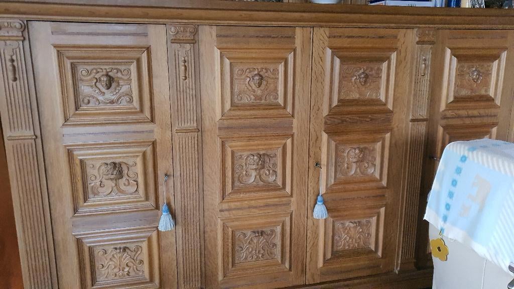 complete authentieke massief houten eetkamer (9 stuks), Huis en Inrichting, Ophalen, Zo goed als nieuw, Klassiek massief hout