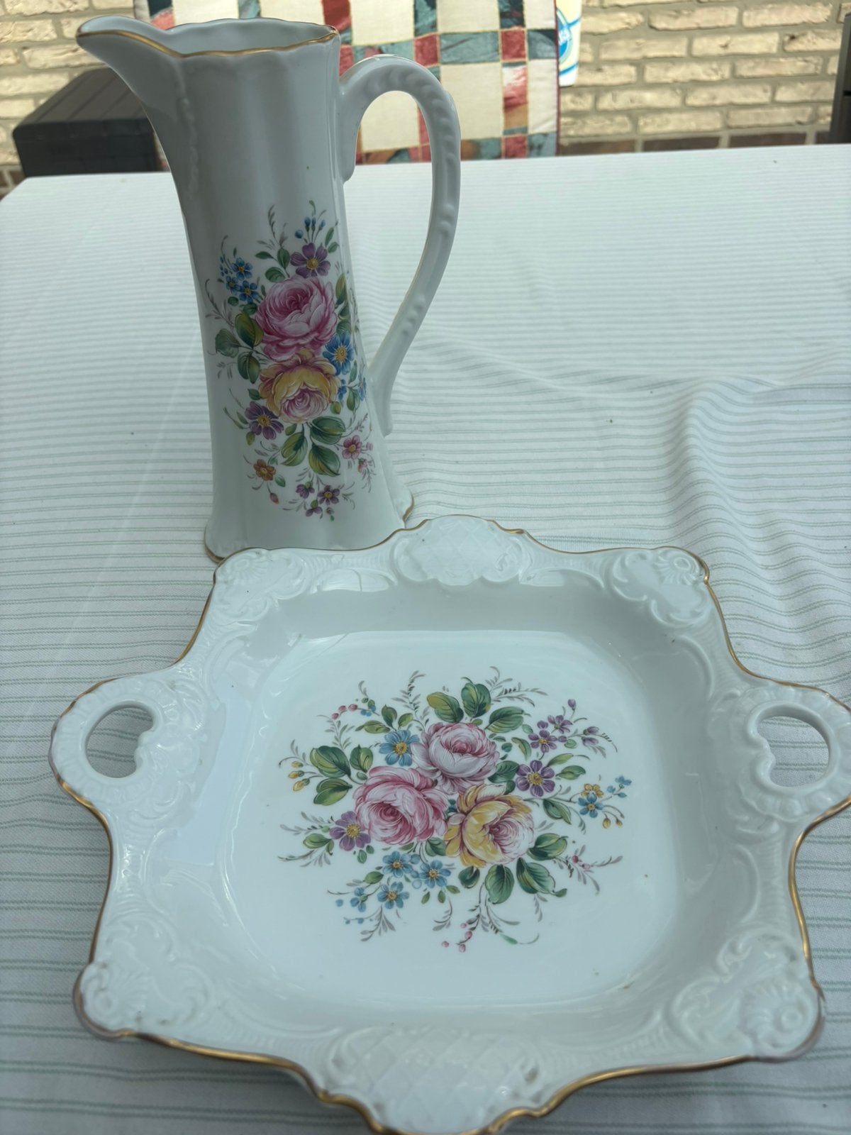 Prachtige Vintage Set Gerold Porzellan Bavaria Kan & Schaal, Antiek en Kunst, Ophalen