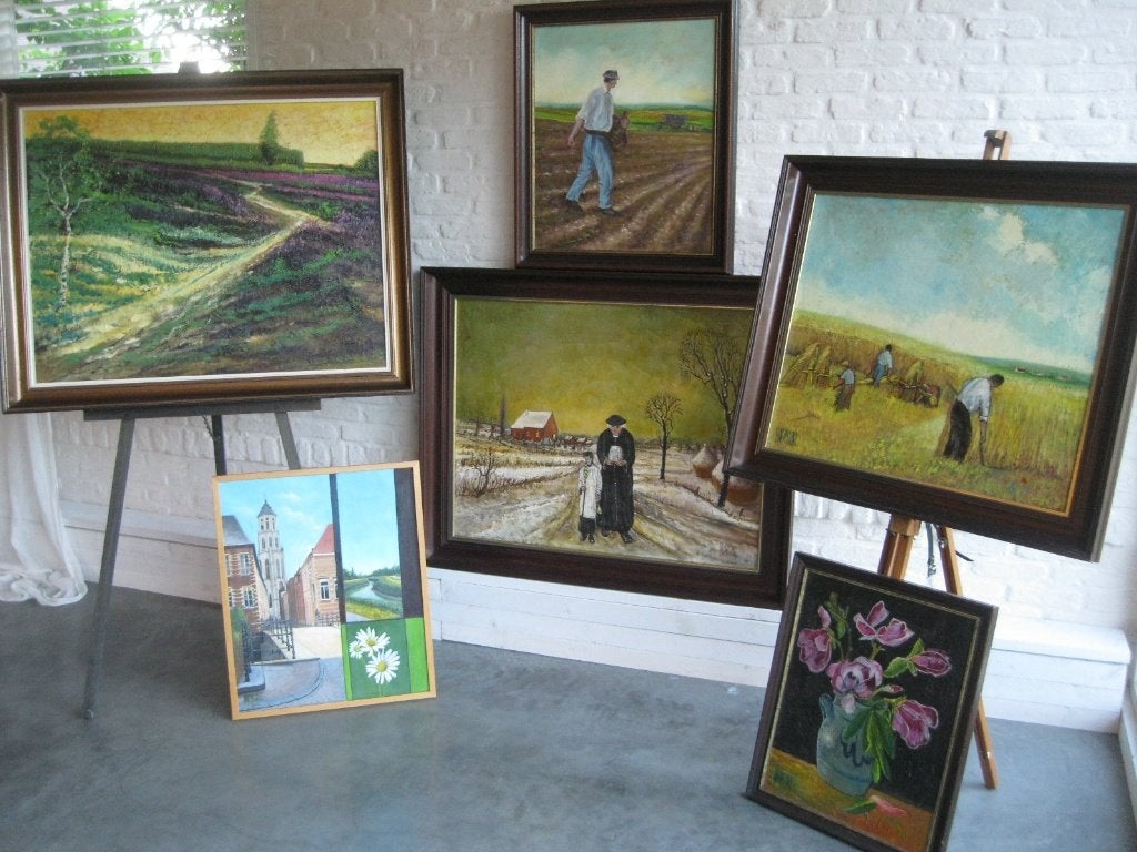 Schilderijen Louis Moeyersons, Antiek en Kunst, Ophalen, Doek, Olieverf, Klassiek